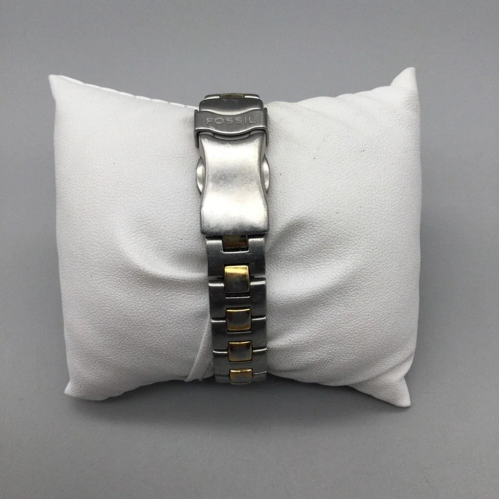 Fossil Blue 100M Womens Watch 25mm White Dial Two Tone Date New Battery 6.25